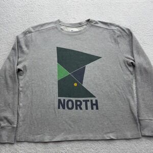 Askov Finlayson Gray Waffle Knit North Graphic Thermal Shirt XL Made in USA